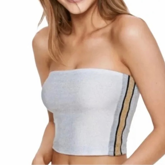 VS PINK sparkle tube top silver and gold - Picture 1 of 6